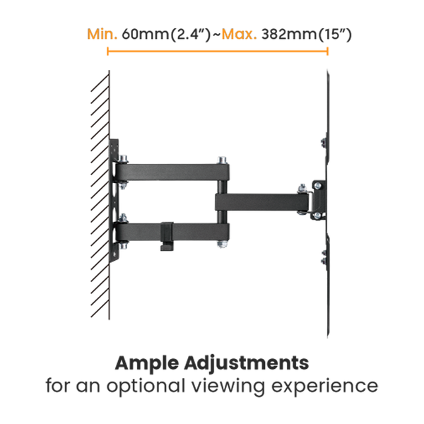 Soporte de Pared para TV 23-55” y 30kg Vesa 100x100-400x400 Metal, color negro, XUE® BAS2355