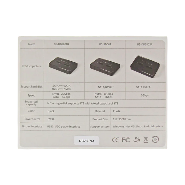 Duplicador Clonador SSD NVME M.2 M-KEY, DOBLE BAHÍA, 1-FAN, USB-C 20GBPS