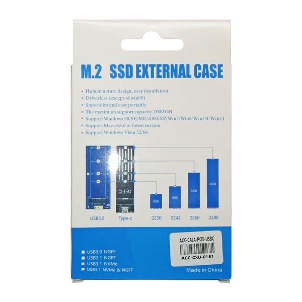 Caja USB-C NVMe SSD (M.2 PCIe) Negra | TP01/JMS583 XUE