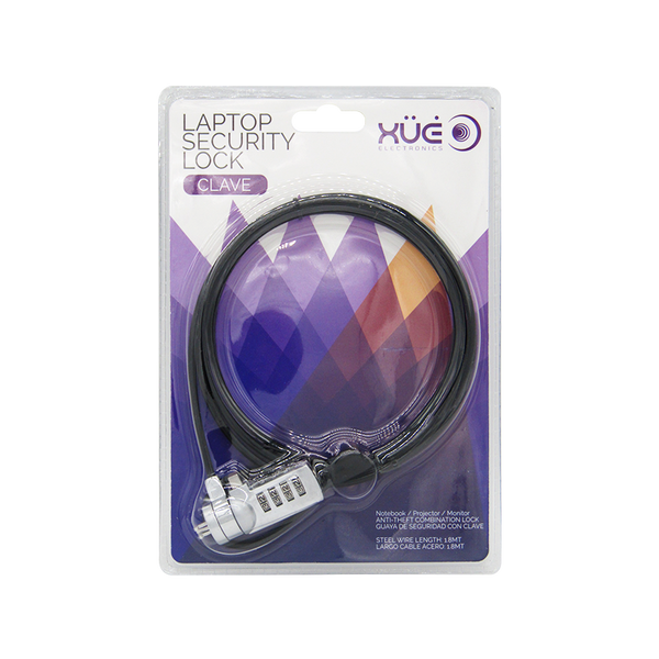 Guaya de seguridad para portátil de 4-Dígitos 1.8M 3.5MM SLOT STD XUE® (CLAVE)