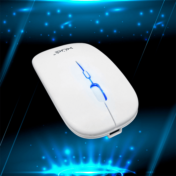 Mouse Inalámbrico Silencioso XUE 1600 DPI USB-C Blanco Bluetooth + 2.4GHz
