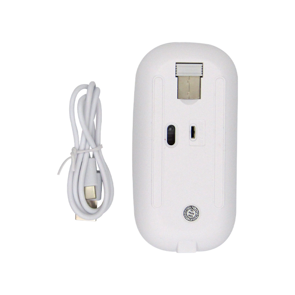 Mouse inalámbrico Silencioso 1WIRELESS 1600DPI 3-BOT 2.4GHZ + BT, BATT INT, USB-C BLANCO XUE®