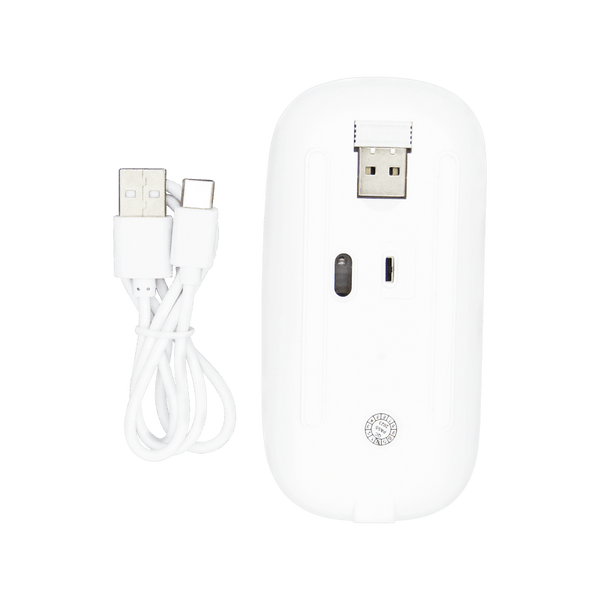Mouse Inalámbrico Silencioso XUE 1600 DPI USB-C Blanco Bluetooth + 2.4GHz