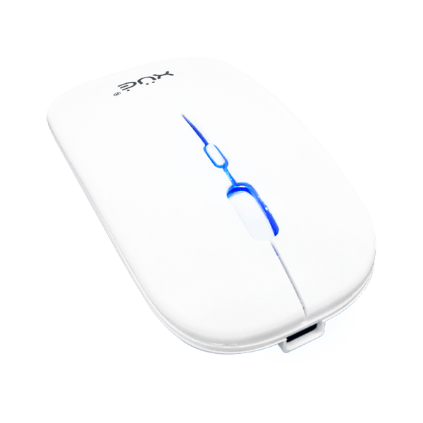Mouse Inalámbrico Silencioso XUE 1600 DPI USB-C Blanco Bluetooth + 2.4GHz
