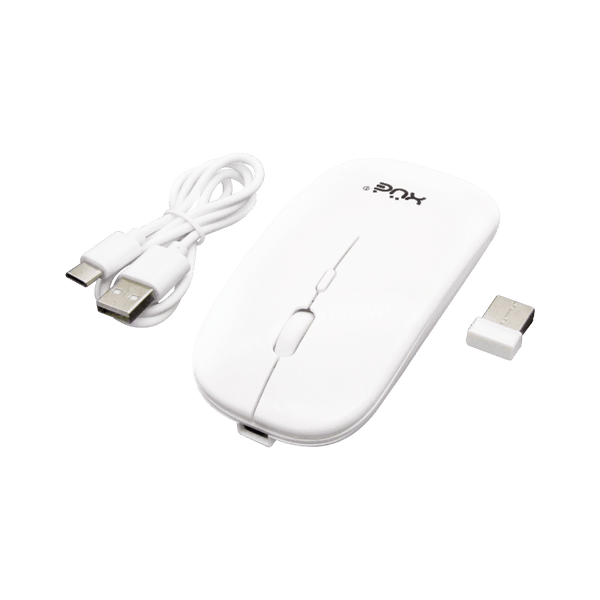 Mouse Inalámbrico Silencioso XUE 1600 DPI USB-C Blanco Bluetooth + 2.4GHz