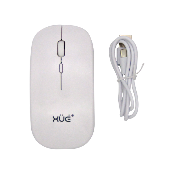 Mouse inalámbrico Silencioso 1WIRELESS 1600DPI 3-BOT 2.4GHZ + BT, BATT INT, USB-C BLANCO XUE®