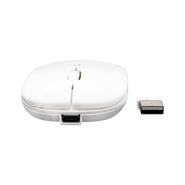Mouse Inalámbrico Silencioso XUE 1600 DPI USB-C Blanco Bluetooth + 2.4GHz