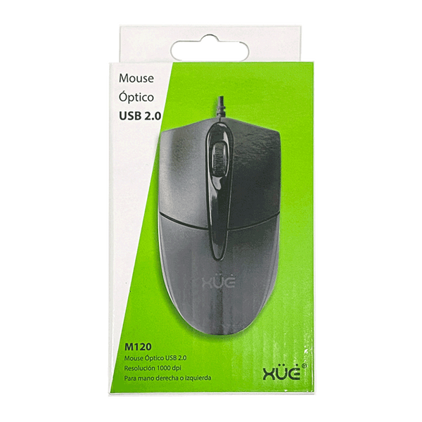 Mouse Óptico USB 2.0 1000 DPI 3-Botones Negro XUE® M120