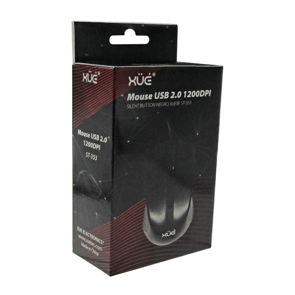 Mouse Óptico USB XUE ST-353 1200 DPI Negro con Botones Silenciosos