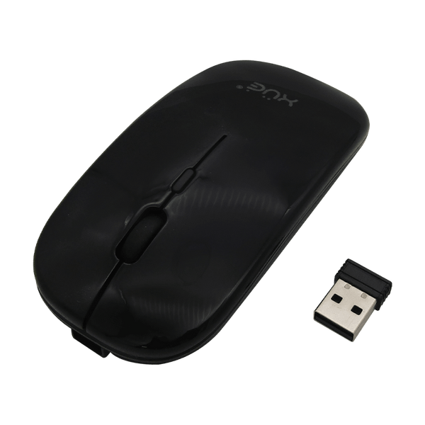 Mouse Inalámbrico Silencioso XUE 1600 DPI USB-C Negro Bluetooth + 2.4GHz