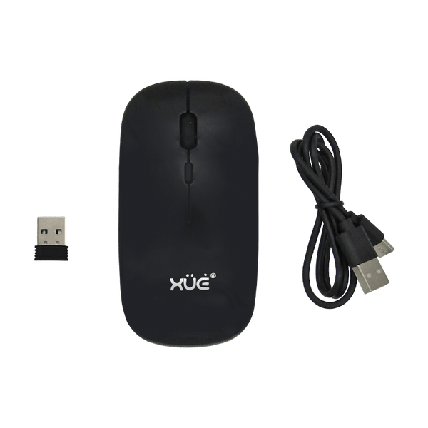 Mouse Inalámbrico Silencioso XUE 1600 DPI USB-C Negro Bluetooth + 2.4GHz