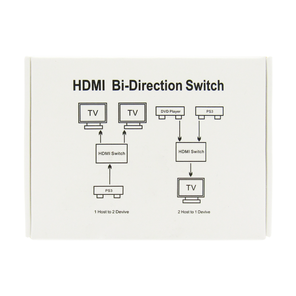 Switch HDMI 4K/60HZ 2-A-1 Bidireccional, color Negro, marca XUE®