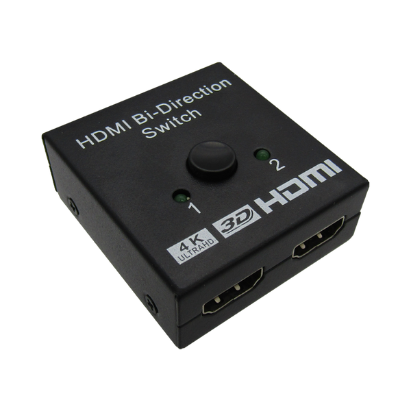 Switch HDMI 4K/60HZ 2-A-1 Bidireccional, color Negro, marca XUE®