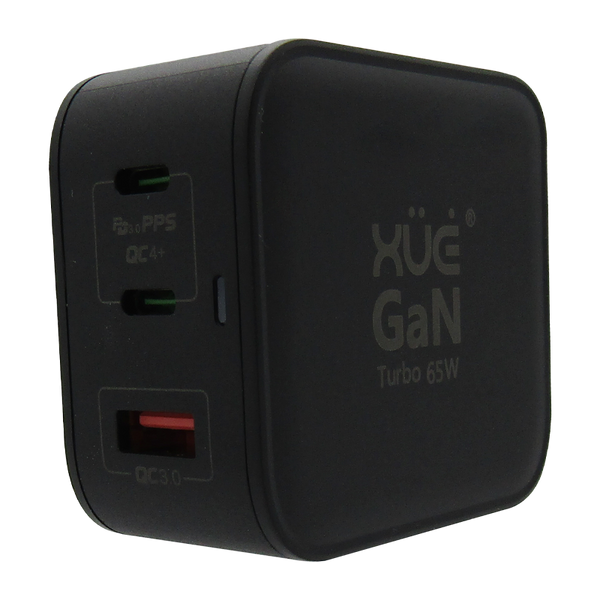 Cargador de corriente XUE® para portátil Type C GaN 20V-3.25A 15V/12V/9V/5V--3A 65W Negro / USB-C (Wall)