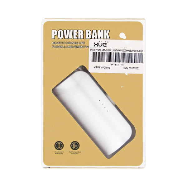 Bateria para SMARTPHONE USB-C / CBL LIGHTNING 4.000MAH OUTPUT 5V-2.1A 10W (BLANCO)