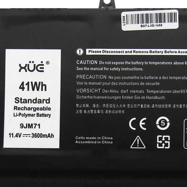 Batería XUE® para portátil DELL Latitude 5320 7320 7420 7520 11.4V 3600mAh 42Wh 3-Cells CI5-11 9JM71 (Larga)