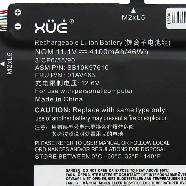 Batería XUE® para portátil LENOVO L14 L480 L490 GEN 1 & 2 11.1V-3800MAH 42WH CI5-11 L17M3P54