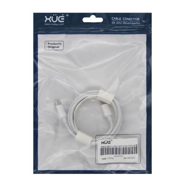 Cable de datos y carga USB-C a USB-C 3Amp 2M Blanco