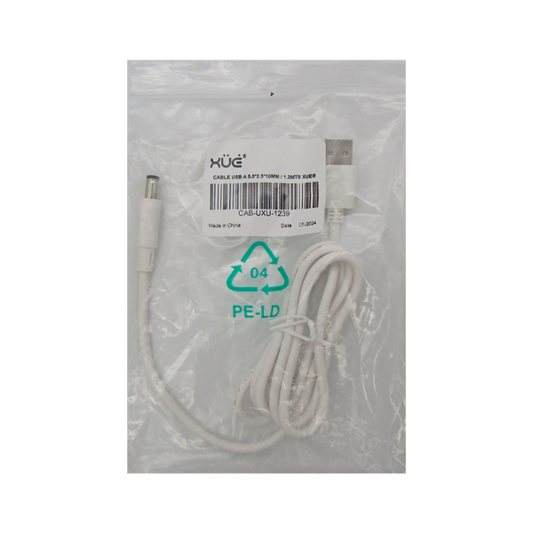 Cable USB-A A 5.5*2.5*10mm 1.2M BLANCO XUE®