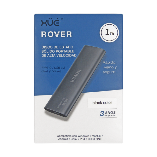 Disco de Estado Sólido SSD externo USB 3.2 GEN 2 TIPO C 1TB EXT. XUE® ROVER C500 450MB/s (Negro)