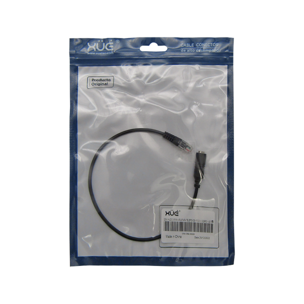 Convertidor de AUDIO 3.5MM A RJ9 PARA DIADEMA TELEFONO IP (NEGRO) XUE®