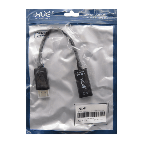 Convertidor Displayport Macho a HDMI V1.2 Hembra 4K 3D 30/60HZ, Marca XUE® (LT8611)