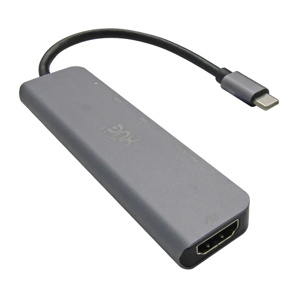 Docking Station XUE® 6-1 Tipo-C 3.1 Gen1 a 1 * HDMI 4K + PD 100W + 1*USB3.0 + 1*USB2.0 + SD/TF, Color Gris, Marca XUE®