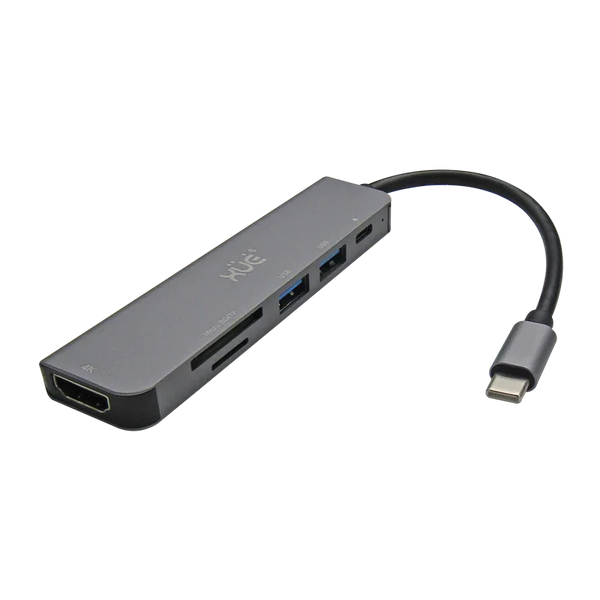 Docking Station XUE® 6-1 Tipo-C 3.1 Gen1 a 1 * HDMI 4K + PD 100W + 1*USB3.0 + 1*USB2.0 + SD/TF, Color Gris, Marca XUE®