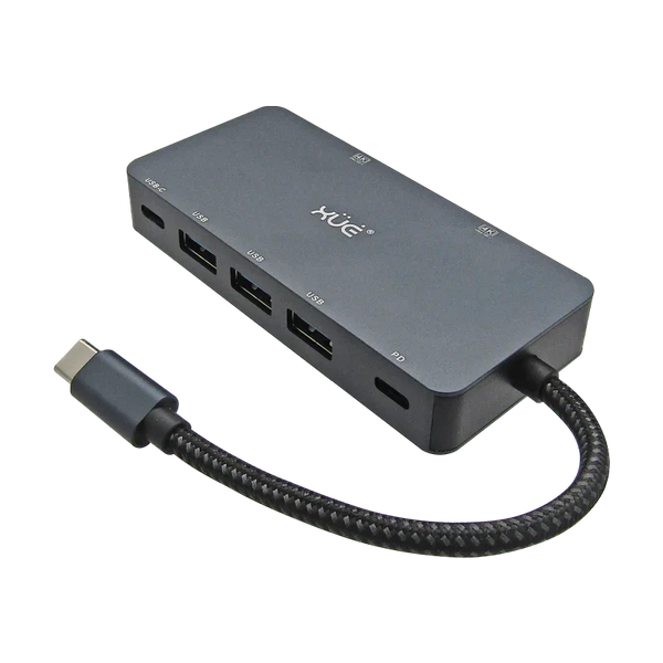 Docking Station 7-1 TIPO-C 3.1 Gen1 a 2 * HDMI 4K + PD 100W + 3*USB3.0 + USB-C (5GBPs), Color Gris, Marca XUE®