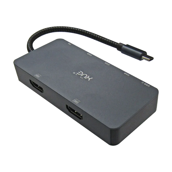 Docking Station 7-1 TIPO-C 3.1 Gen1 a 2 * HDMI 4K + PD 100W + 3*USB3.0 + USB-C (5GBPs), Color Gris, Marca XUE®