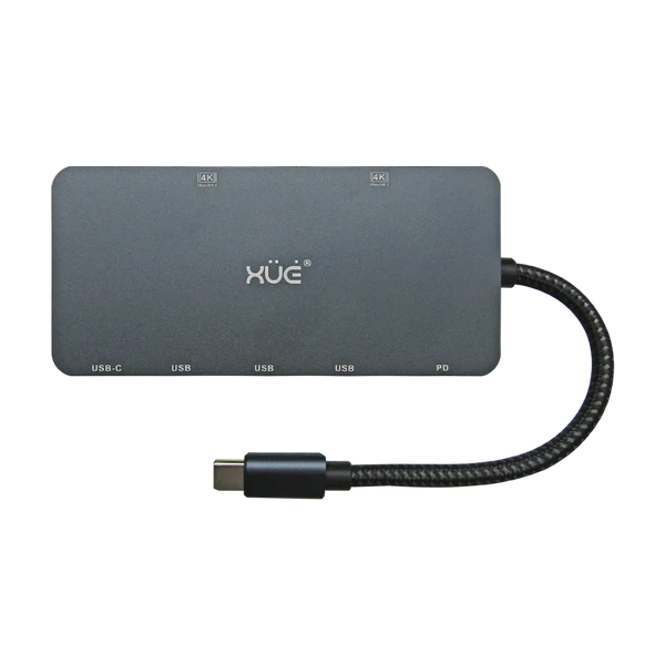 Docking Station 7-1 TIPO-C 3.1 Gen1 a 2 * HDMI 4K + PD 100W + 3*USB3.0 + USB-C (5GBPs), Color Gris, Marca XUE®