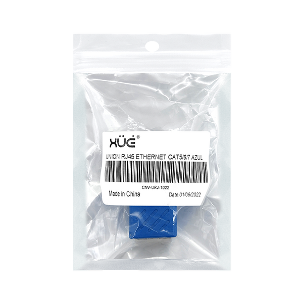 Unión conector RJ45 para cable patchcord ethernet CAT5 CAT6 CAT7 Color azul