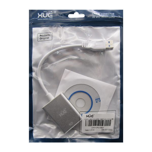 Convertidor USB 3.0 a HDMI Hembra 1080p Win 10 marca XUE®