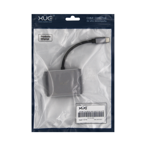 Convertidor USB-C 3.1 a HDMI 4K, VGA, USB 3.0, USB-C de carga, marca XUE®