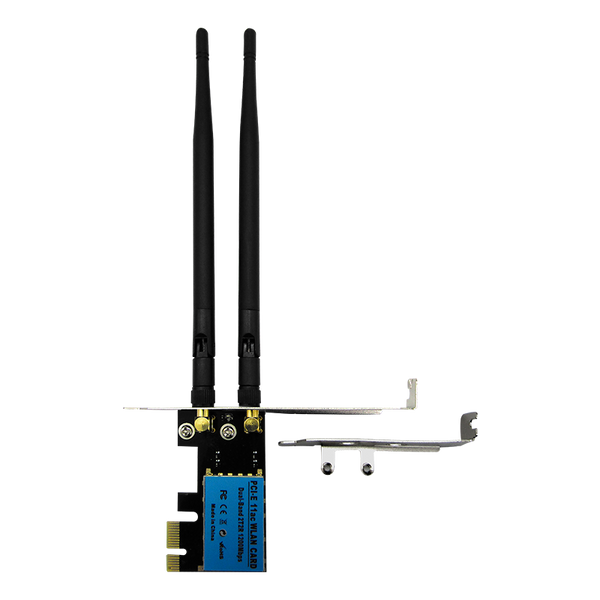 Tarjeta PCIe WIFI 1200mbps DUAL BAND 2.4GHZ y 5.8GHZ 802.11B/G/N 2xAntenas (RTL8812AE) LP