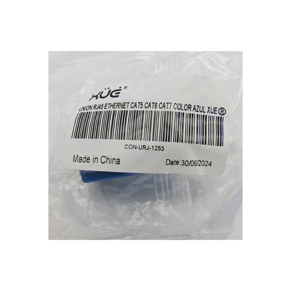 Unión conector RJ45 para cable patchcord ethernet CAT5 CAT6 CAT7 Color azul