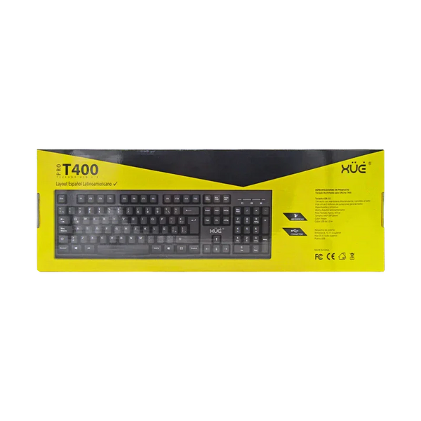 Teclado USB 2.0 Desktop, Idioma Latino Americano, Color Negro XUE® PRO T400 (SIN MOUSE)