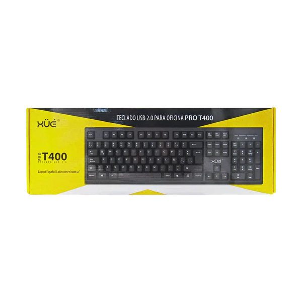 Teclado USB 2.0 Desktop, Idioma Latino Americano, Color Negro XUE® PRO T400 (SIN MOUSE)