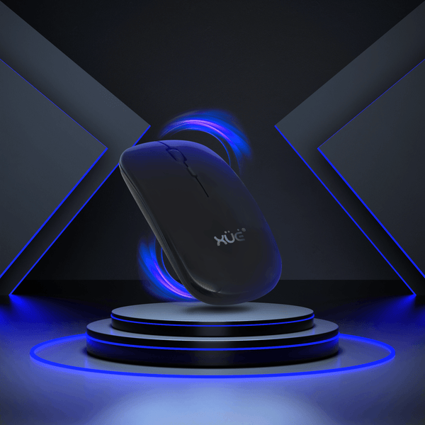 Mouse Inalámbrico Silencioso XUE 1600 DPI USB-C Negro Bluetooth + 2.4GHz