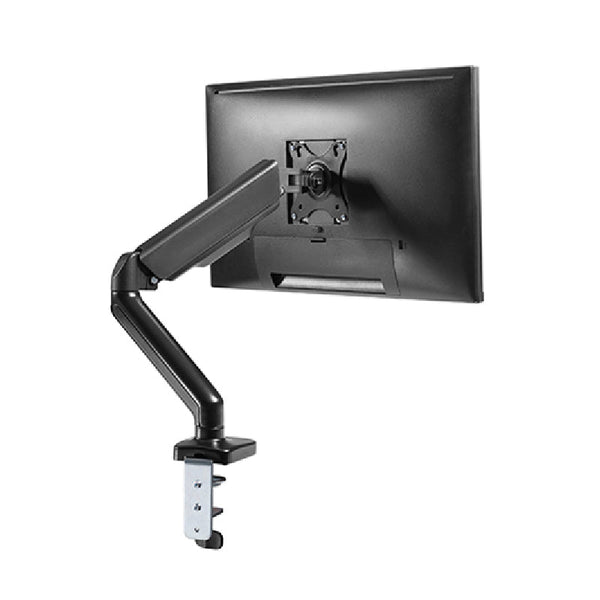 Brazo soporte ergonómico para 1 monitor tipo VESA 17-32" con resorte a gas y administración de cables, color negro, marca XUE® Modelo C012