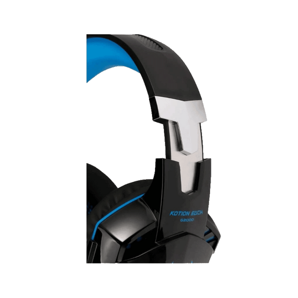 Diadema Gamer Kotion Each G2000 3.5mm y USB, mic giratorio, color negro/azul, auriculares confortables.