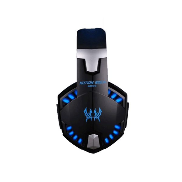 Diadema Gamer Kotion Each G2000 3.5mm y USB, mic giratorio, color negro/azul, auriculares confortables.