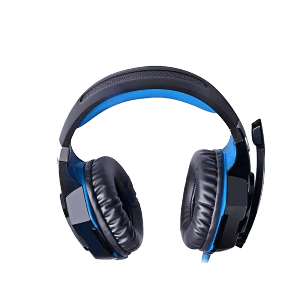 Diadema Gamer Kotion Each G2000 3.5mm y USB, mic giratorio, color negro/azul, auriculares confortables.