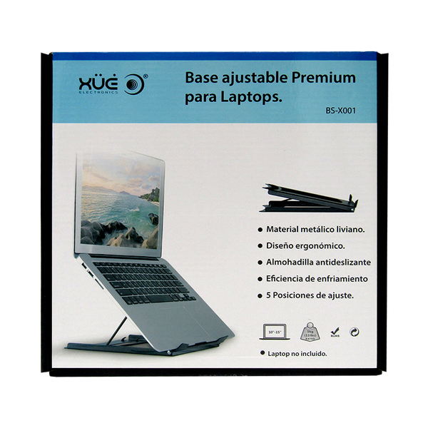 Base Stand para portátiles 5-POSIC metálica color negro, marca XUE®