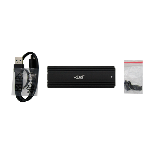 CAJA PCI-E NVME USB-C EXT SSD NVME KEY M & MSATA B+M KEY NEGRO 20Gbps XUE®