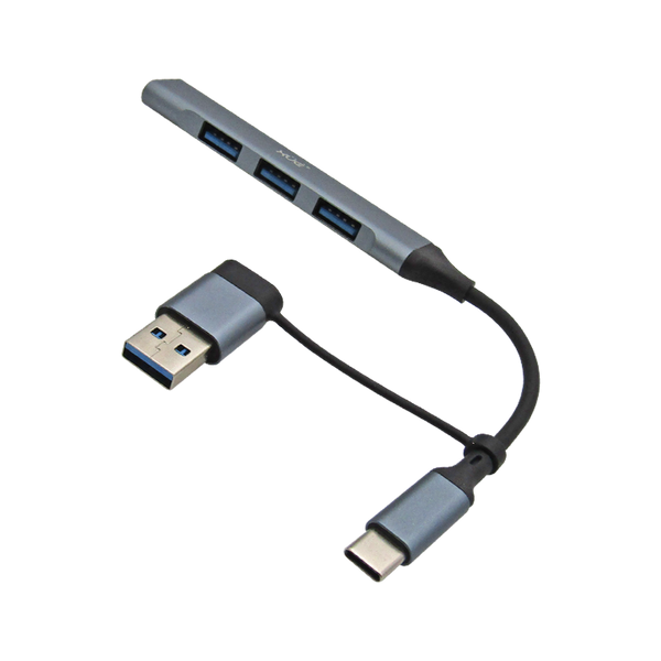 Hub expansor USB-C + Convertidor USB-C Hembra a USB 3.0 Macho a 4 x USB 3.0 , XUE® GRIS