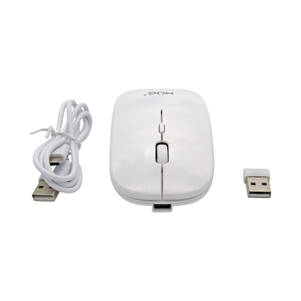 Mouse inalámbrico Silencioso 1WIRELESS 1600DPI 3-BOT 2.4GHZ + BT, BATT INT, USB-C BLANCO XUE®