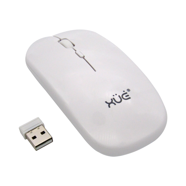 Mouse inalámbrico Silencioso 1WIRELESS 1600DPI 3-BOT 2.4GHZ + BT, BATT INT, USB-C BLANCO XUE®