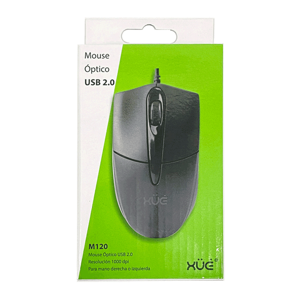 Mouse Óptico USB 2.0 1000 DPI 3-Botones Negro XUE® M120