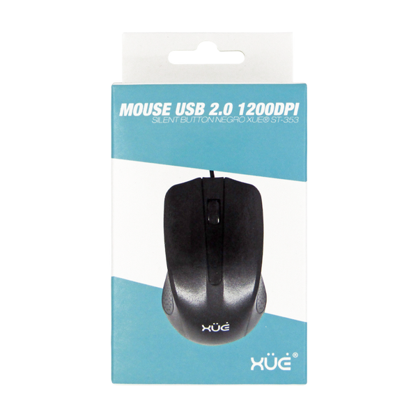 Mouse Óptico USB 2.0 1200DPI SILENT BUTTON NEGRO XUE® ST-353